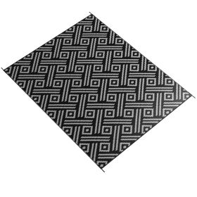 Outsunny Reversible Geometric Outdoor Mat 9x12 Black & Gray Carry Bag RV Camping Patio Rug
