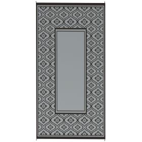 Outsunny Reversible Outdoor Rug, Waterproof Plastic Straw with Carry Bag, 9' x 18', Black & Gray Gourd Border