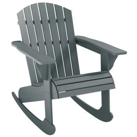 Outsunny Adirondack Rocking Chair Gray Wooden Outdoor Lounge Fire Pit Seating Slatted Fanned Back