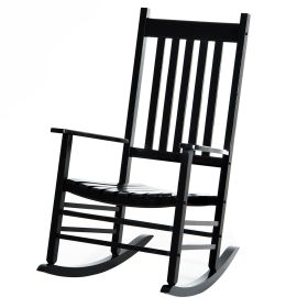 Outsunny Wooden Outdoor Rocking Chair with Armrests, High Back for Garden, Patio, Balcony, Porch, Black