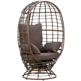 Outsunny Wicker Egg Chair, 360 Rotating Indoor Outdoor Boho Basket Seat with Cushion and Pillows for Backyard, Porch, Patio, Garden