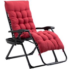 Outsunny Padded Zero Gravity Chair, Folding Recliner Chair with Cup Holder Cushion, Red