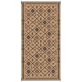 Outsunny Reversible Outdoor Rug, Waterproof Plastic Straw with Carry Bag, 9' x 18', Black & Brown Rhombus