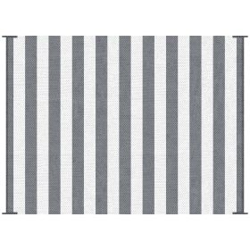 Outsunny 9' x 12' RV Outdoor Rugs / RV Outdoor Carpet with Carrying Bag, Gray & White Striped