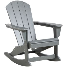 Outsunny Adirondack Rocking Chair, All-Weather HDPE Porch Rocker, Rocking Fire Pit Chair for Patio, Garden, Lawn, Light Gray