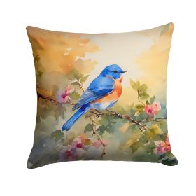 Bluebird Throw Pillow Machine Washable, Indoor Outdoor Decorative Pillow for Couch, Bed or Patio, 14Hx14W