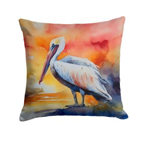 Pelican Throw Pillow Machine Washable, Indoor Outdoor Decorative Pillow for Couch, Bed or Patio, 14Hx14W