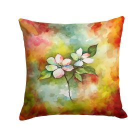 Virginia American Dogwood in Watercolor Throw Pillow Machine Washable, Indoor Outdoor Decorative Pillow for Couch, Bed or Patio, 14Hx14W