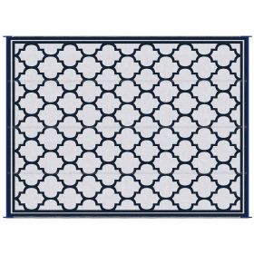 9'x12' Reversible Outdoor RV Rug, Patio Floor Mat, Plastic Straw Rug for Backyard, Deck, Beach, Camping, Dark Blue