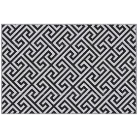 Reversible Outdoor RV Rug, Patio Floor Mat, 5' x 8' Plastic Straw Rug for Backyard, Deck, Beach, Camping, Black & White