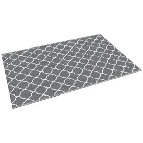 Waterproof Outdoor Rug, 6' x 9' RV Rug Reversible Mat for Backyard, Deck, Picnic, Beach, Camping, Grey & White Net
