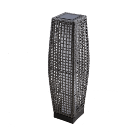 Solar Outdoor Floor Lamp, Lantern Wicker Deck Lights for Garden Decor, 1 Piece (Color: Natural Rattan)