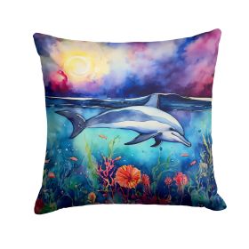 Dolphin Throw Pillow Machine Washable, Indoor Outdoor Decorative Pillow for Couch, Bed or Patio, 14Hx14W (Default: Default)