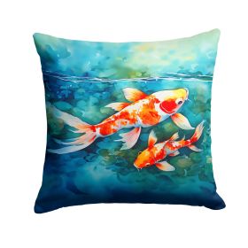 Koi Fish Throw Pillow Machine Washable, Indoor Outdoor Decorative Pillow for Couch, Bed or Patio, 14Hx14W (Default: Default)