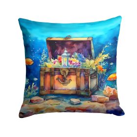 Treasure Chest Throw Pillow Machine Washable, Indoor Outdoor Decorative Pillow for Couch, Bed or Patio, 14Hx14W (Default: Default)