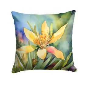 New Mexico Yucca Flower in Watercolor Throw Pillow Machine Washable, Indoor Outdoor Decorative Pillow for Couch, Bed or Patio, 14Hx14W (Default: Default)