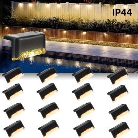 32PCS Decorative Light Solar Energy Waterproof and Dustproof Light Source Sensing Suitable for Shopping Malls Guardrails Decks Stairs Gardens Cou (Color: Warm lights-16PCS)